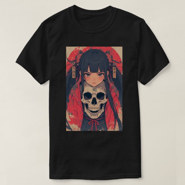 Japanese Anime Skull Note Girl Death 01 T-Shirt (Design vorne)