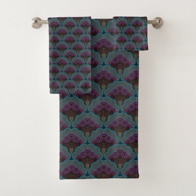 Japanese art deco style_Midnight Badhandtuch Set (Insitu)