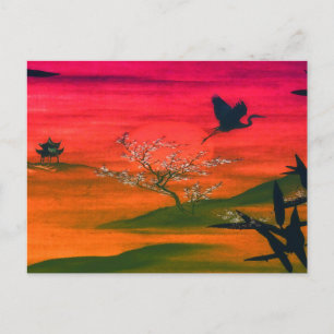 JAPANESE ART SUNSET POSTKARTE