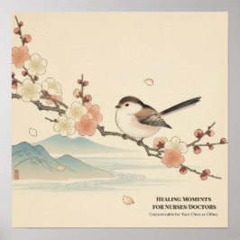 Japanese Art Wall Decor for Nurses – Cute Bird  Poster