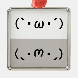 Japanese ASCII Art「シャキーン」&「ショボーン」 Silbernes Ornament