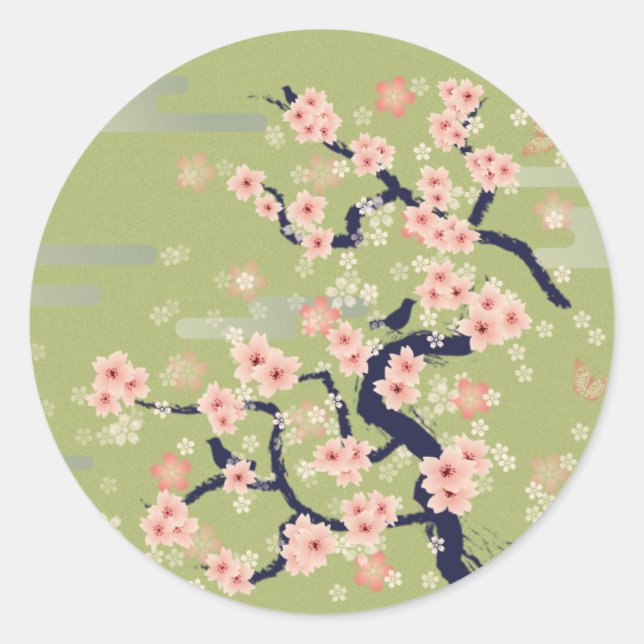 JAPANESE Blossom Runder Aufkleber (Vorderseite)