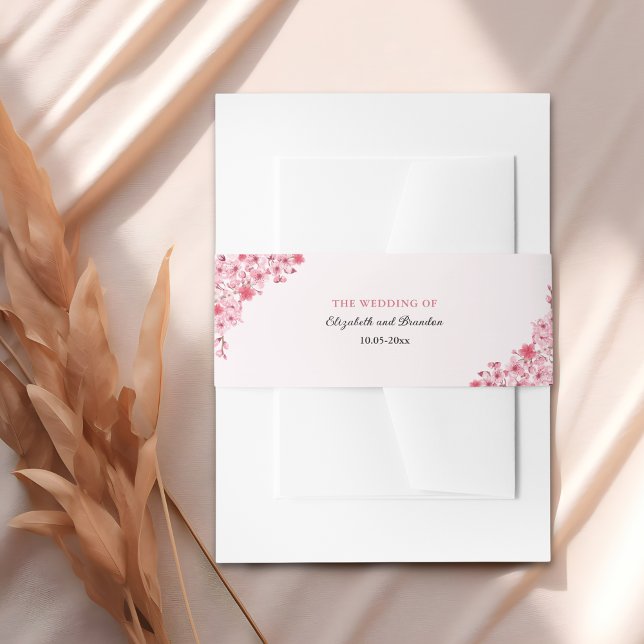 Japanese Blossom Wedding – Pink Floral Einladungsbanderole (Von Creator hochgeladen)