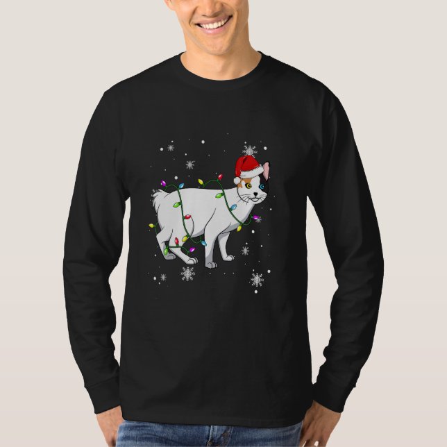 Japanese Bobtail Cat Christmas Lights Christmas Ca T-Shirt (Vorderseite)