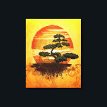 Japanese Bonsai Tree Leinwanddruck<br><div class="desc">Beautiful illustration of a Japanese bonsai tree against a colorful sunset. Very tranquil und peaceful image.</div>