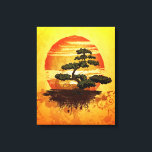 Japanese Bonsai Tree Leinwanddruck<br><div class="desc">Beautiful illustration of a Japanese bonsai tree against a colorful sunset. Very tranquil und peaceful image.</div>