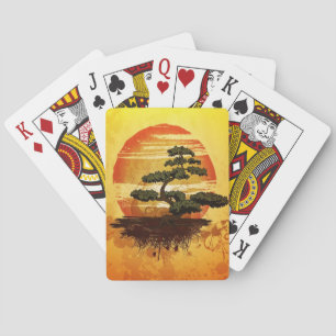 Japanese Bonsai Tree Sunset Spielkarten