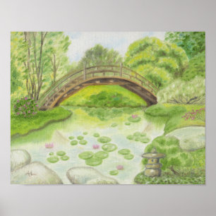 Japanese Bridge art print Poster