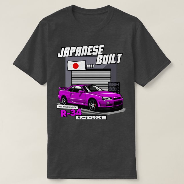 JAPANESE BUILT Nissan GTR R34 T-Shirt (Design vorne)