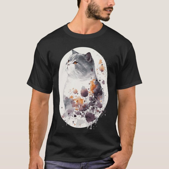 Japanese Cherry Blossom British Shorthair Cat Saku T-Shirt (Vorderseite)
