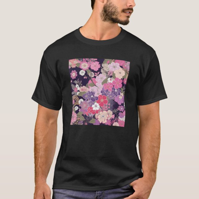 Japanese Cherry Blossom Flower Pink Sakura Floral  T-Shirt (Vorderseite)