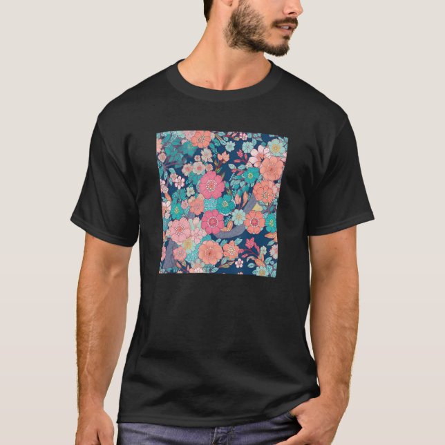 Japanese Cherry Blossom Flower Pink Sakura Floral  T-Shirt (Vorderseite)