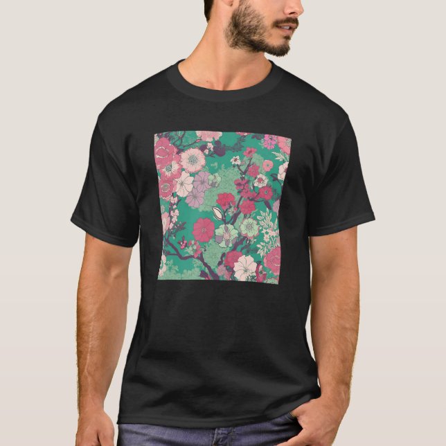 Japanese Cherry Blossom Flower Pink Sakura Floral  T-Shirt (Vorderseite)
