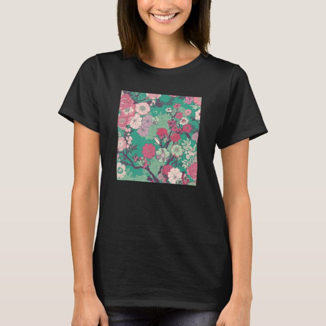 Japanese Cherry Blossom Flower Pink Sakura Floral  T-Shirt (Vorderseite)
