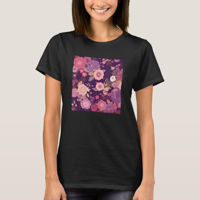 Japanese Cherry Blossom Flower Pink Sakura Floral  T-Shirt (Vorderseite)