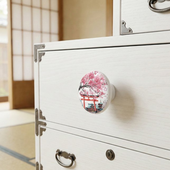 Japanese Cherry Blossom Sakura Floral Drawer Pull Keramikknauf (Von Creator hochgeladen)