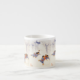 Japanese children rolling large snow balls espressotasse