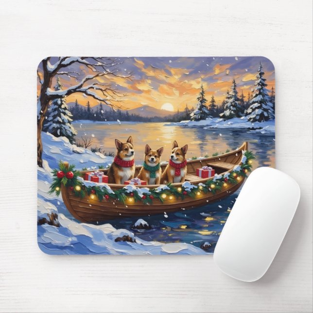Japanese Chin Christmas Boat Holiday Mousepad (Mit Mouse)