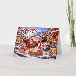 Japanese Christmas Card with Santa and Kids Karte