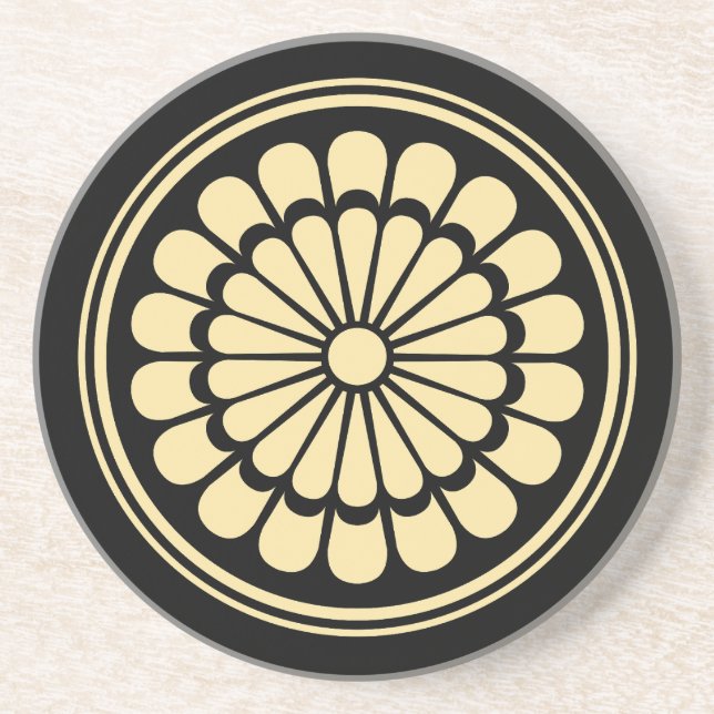 Japanese Chrysanthemum Crest (Kamon) Getränkeuntersetzer (Vorne)
