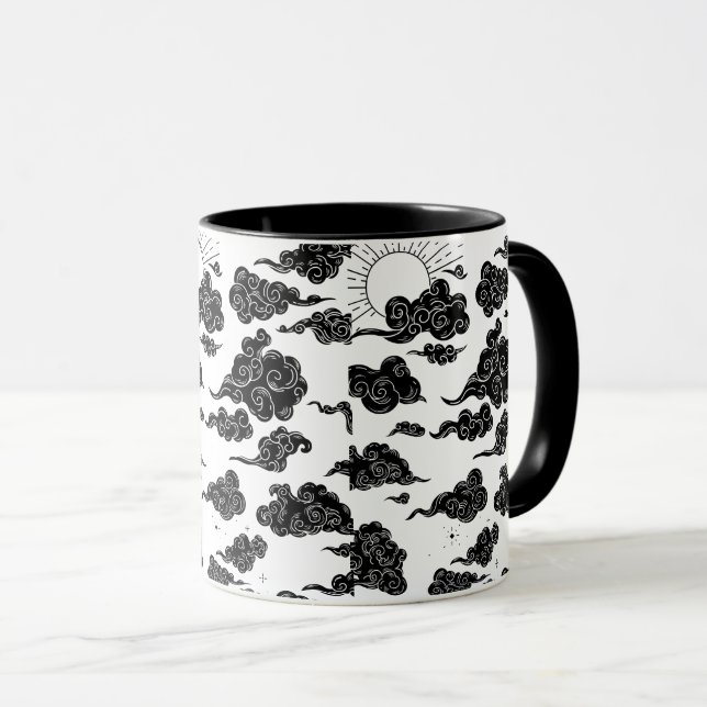 Japanese Cloud Pattern Aesthetic Tasse (VorderseiteRechts)