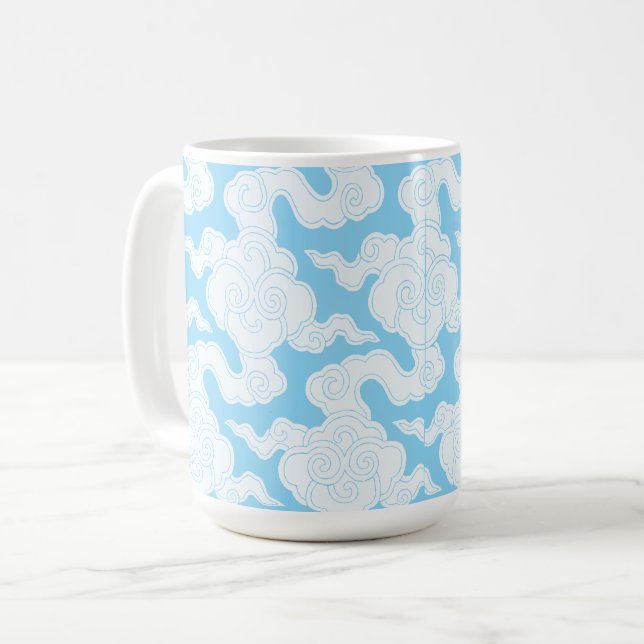 Japanese Clouds Stencil Ise Katagami Pattern Kaffeetasse (Vorderseite Links)