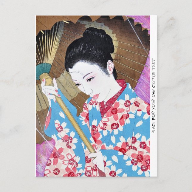 Japanese Coole Classic Woman with umbrella Postkarte (Vorderseite)
