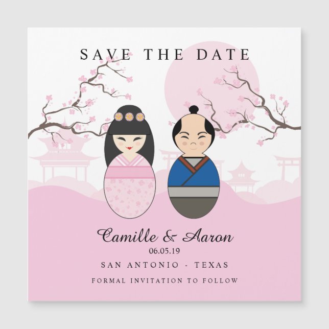 Japanese Couple Design For Wedding Magnetkarte (Vorderseite)