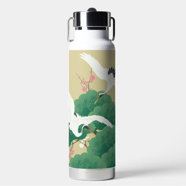 Japanese Crane and Pine Tree Trinkflasche (Vorderseite)