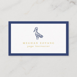 Japanese Crane Navy Blue Border Visitenkarte