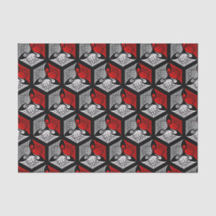 Japanese Cranes, Red, Gray / Grey and Black Seidenpapier