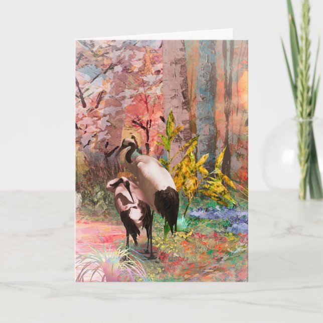 JAPANESE CRANES "Rising Sun" Karte (Vorderseite)