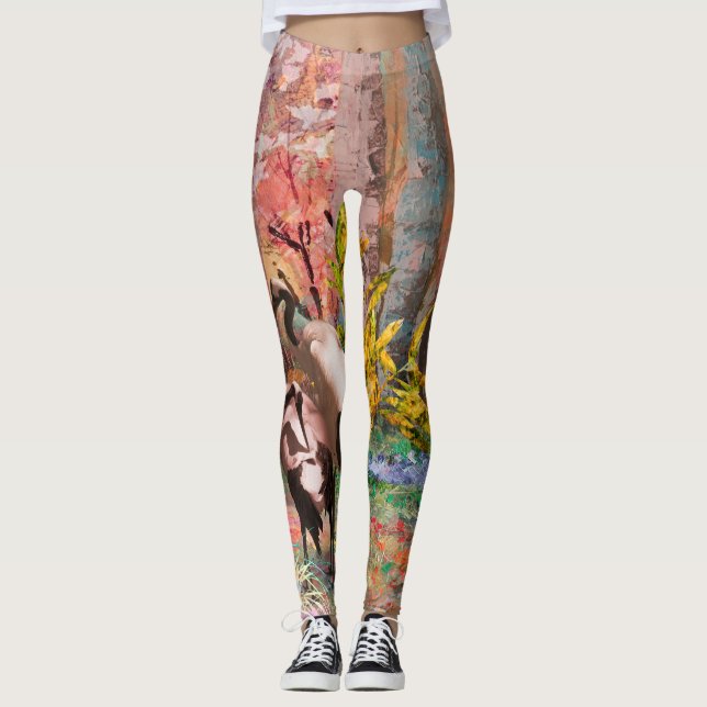 JAPANESE CRANES "Rising Sun" Leggings (Vorderseite)