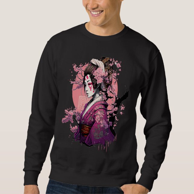 Japanese Culture Samurai Geisha Sakura Cherry Blos Sweatshirt (Vorderseite)