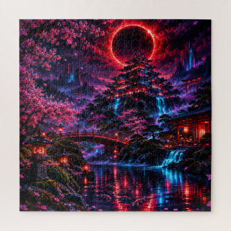 Japanese Cyberpunk Castle Poster Puzzle