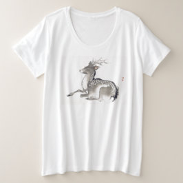 JAPANESE DEER PLUS GROSSE BAUMWOLLE T - SHIRT