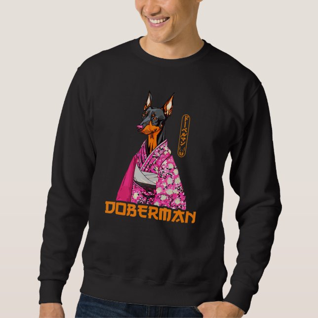 Japanese Doberman Pinscher Wearing Kimono Japan Ka Sweatshirt (Vorderseite)
