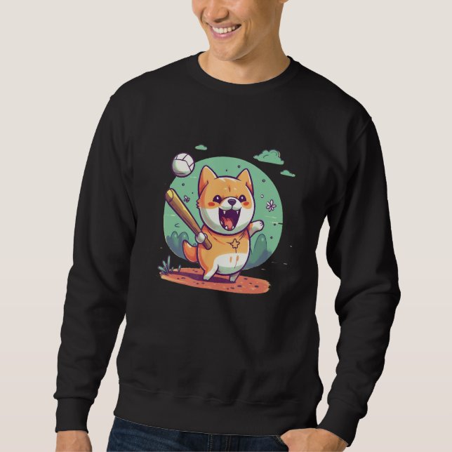 Japanese Dog Shiba Inu Sport Baseball Sweatshirt (Vorderseite)