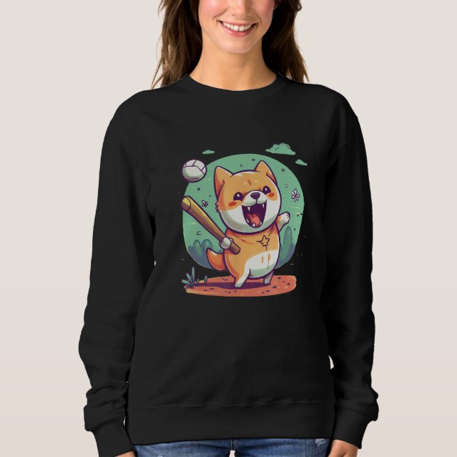Japanese Dog Shiba Inu Sport Baseball Sweatshirt (Vorderseite)