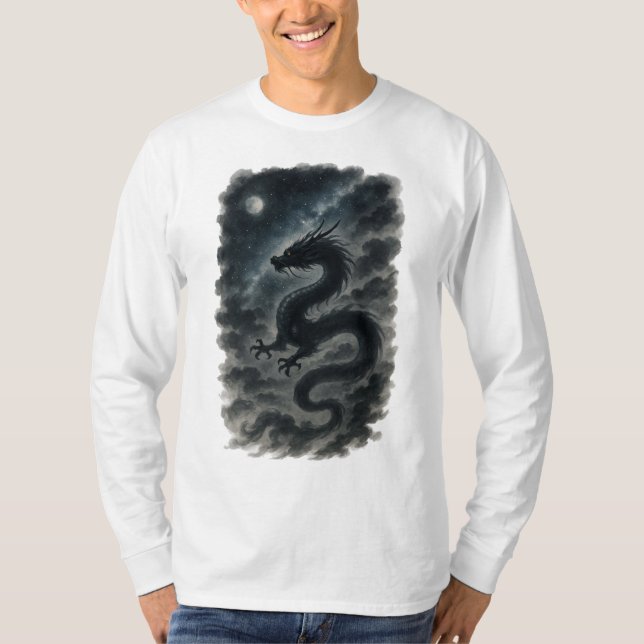 【Japanese Dragon Moon Long Sleeve T-Shirt】 T-Shirt (Vorderseite)
