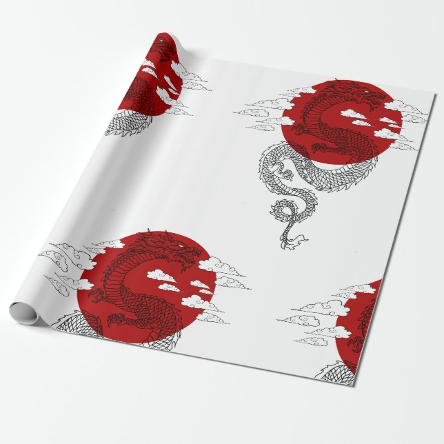Japanese Dragon Wallpaper Geschenkpapier (Ungerollt)