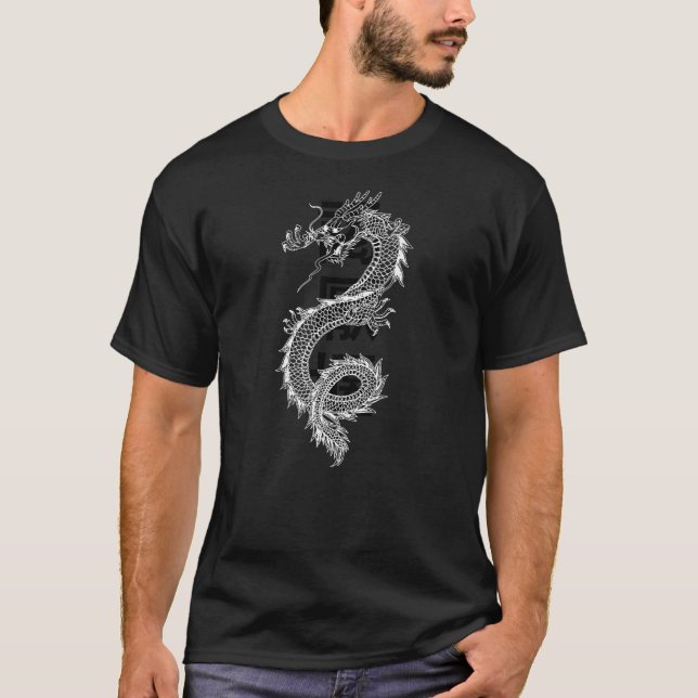 Japanese Dragon With Asian Characters Design T-Shirt (Vorderseite)