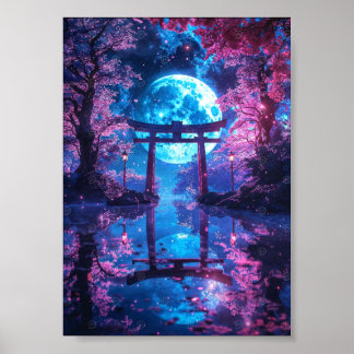Japanese Enchanted Moonlit Torii Poster