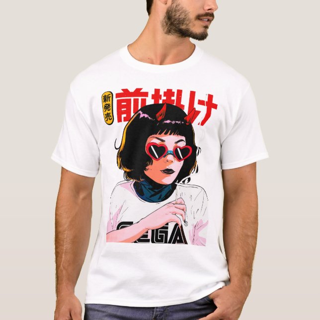 Japanese Evil Girl Urban Modern Vaporwave Style  T-Shirt (Vorderseite)