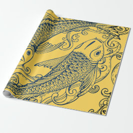 JAPANESE FISH YELLOW GIFT Wrapping Paper Geschenkpapier