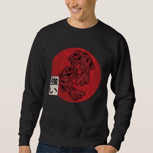Japanese Flag Koi Fish Koi Carp Aquarium Koi Kanji Sweatshirt (Vorderseite)