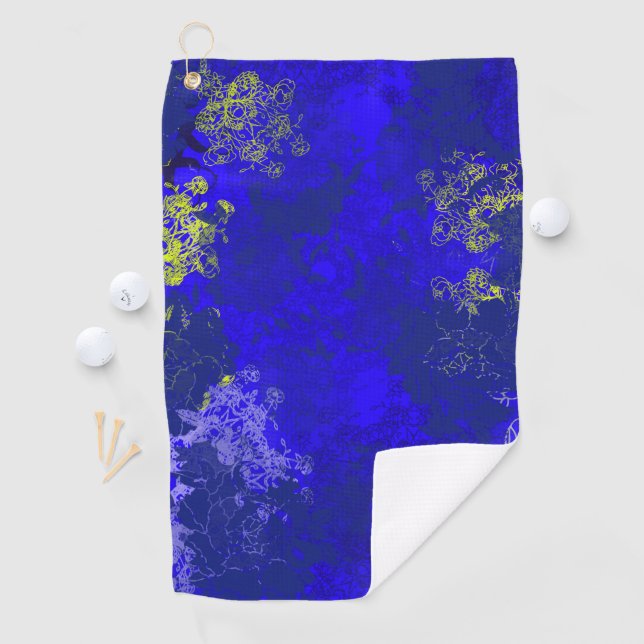 Japanese floral blue patterns golfhandtuch (Insitu)