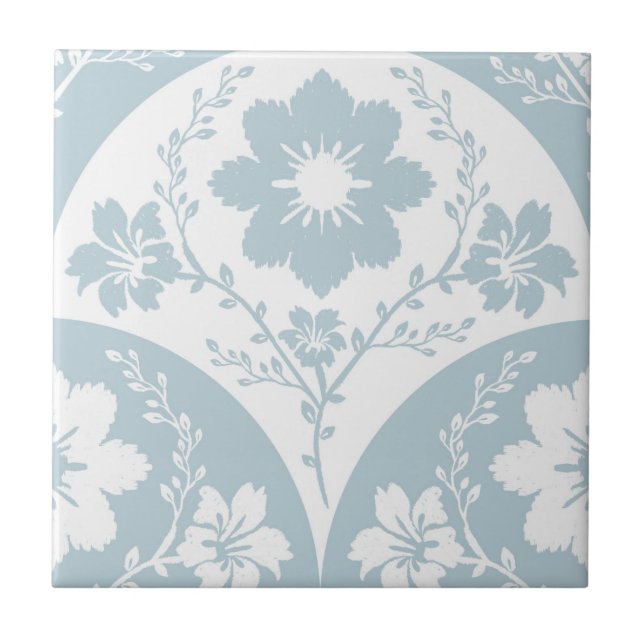 Japanese Floral Pattern in Soft Blue and White Fliese (Vorderseite)
