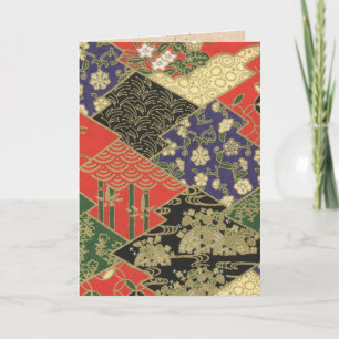 Japanese Floral Quilted Pattern Greeting Card Karte