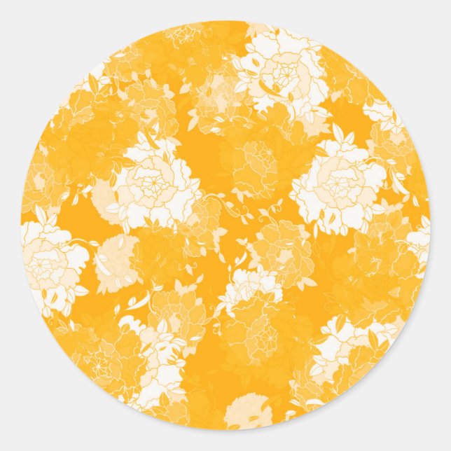 Japanese floral red patterns. runder aufkleber (Vorderseite)